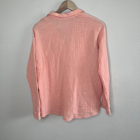 Eileen Fisher Petite Organic Cotton Button-Up Plisse Shirt Size PL - Picture 7 of 12